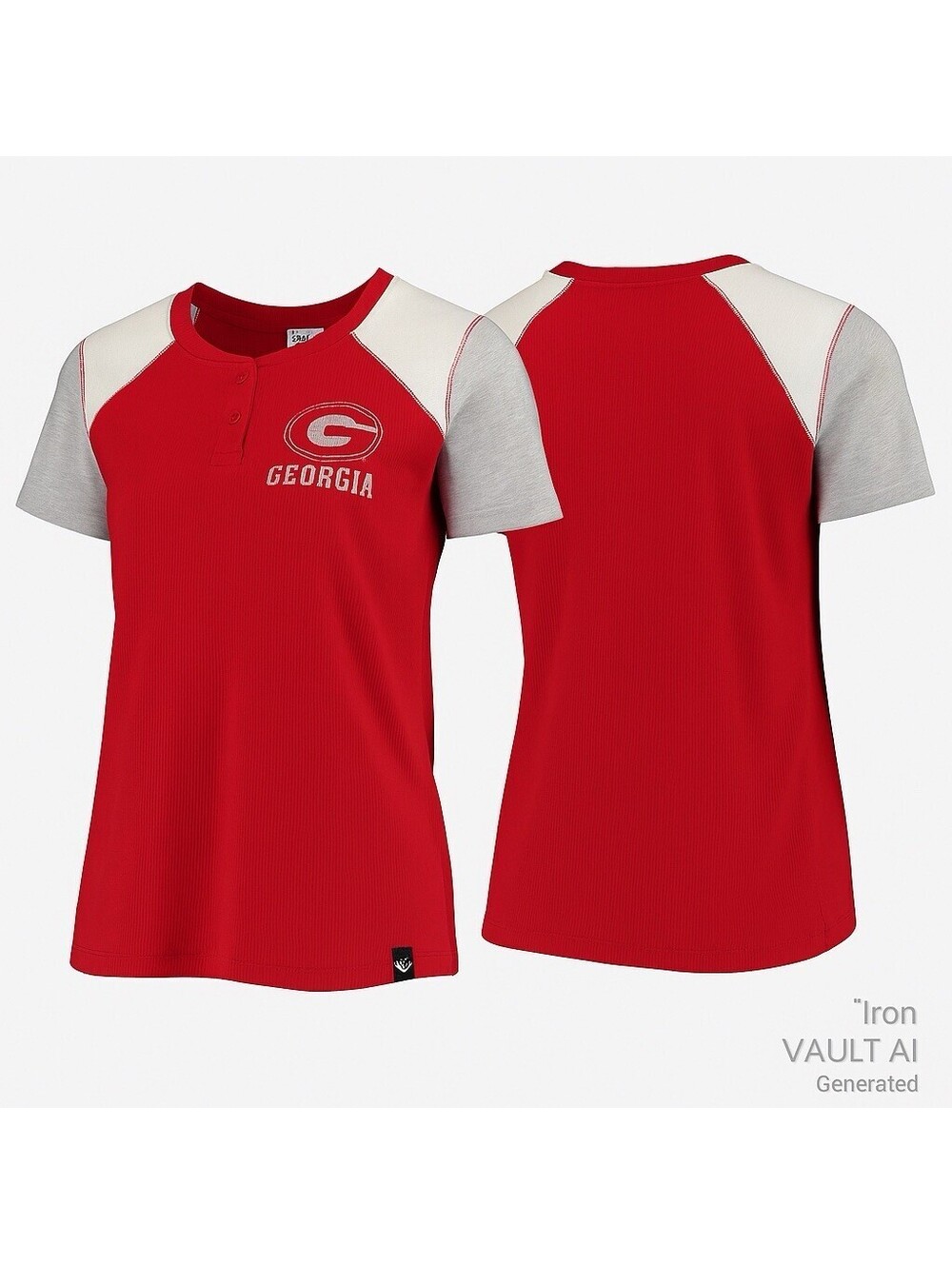 Georgia Bulldogs Womens Small Racer Red Henley Tee 47 Brand Harvey NCAA Shirt